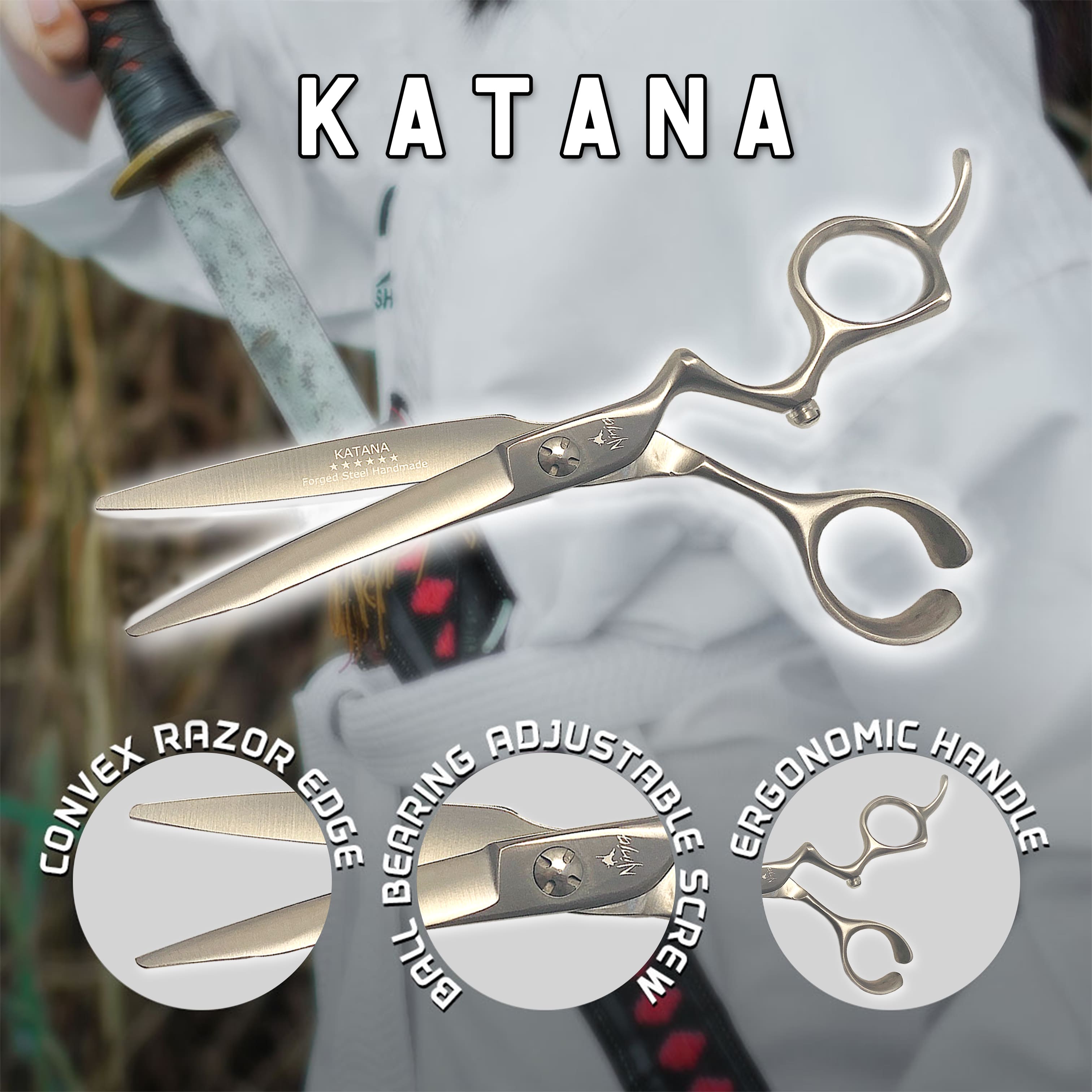 GEIB KATANA 刀　カタナ　ストレート　ブレンダーシザー GEIB KATANA 刀カタナストレートブレンダーセニングシザー